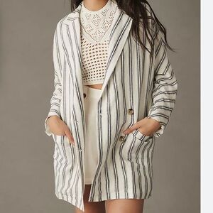 Anthropologie Pilcro Dolman-Sleeve Blazer Sz S Linen Blend Striped *O9